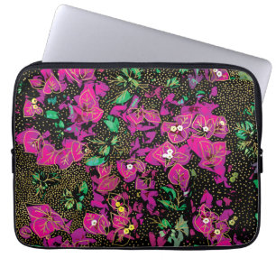 Fette, heißrosa Bougainvillea-Pünktchenmuster Laptopschutzhülle