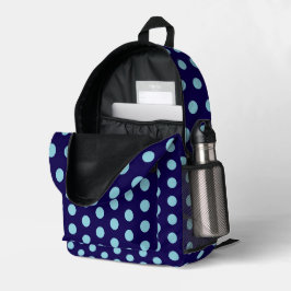 Fette hellblaue Tupfen auf Navy Blau Bedruckter Rucksack