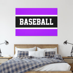 Fette Helle Lila Schwarz Weiße BASEBALL Streifen Leinwanddruck