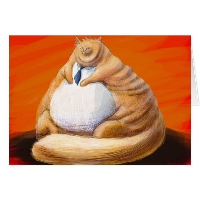 Fette Katze in der blauen Krawatte (Vorderseite (Horizontal))