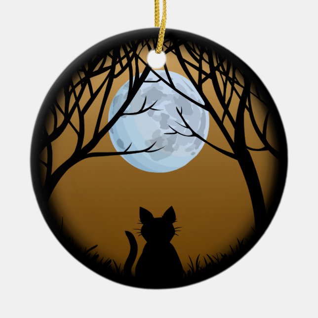 Fette Katzen-Verzierungs-personalisiertes Keramikornament (Vorne)