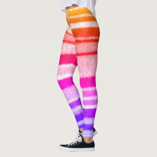 fette, leuchtend farbige Streifen Shabby Chic aus  Leggings