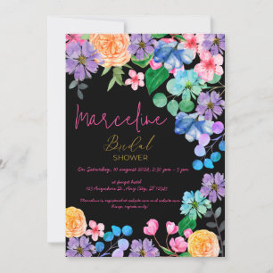 Fette leuchtend rosa florale Wasserfarbe BridaI Einladung