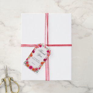 Fette leuchtend rosa und orange Gartenblumen-Party Geschenkanhänger