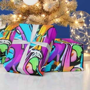 Fette leuchtende Farben Graffiti Street Art Muster Geschenkpapier