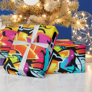 Fette leuchtende Farben Graffiti Street Art Muster Geschenkpapier