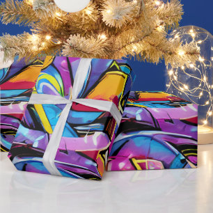 Fette leuchtende Farben Graffiti Street Art Muster Geschenkpapier
