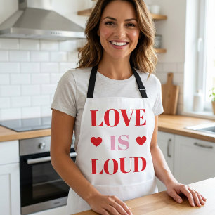Fette Liebe ist laut Valentinstag Herz-Typografie Schürze