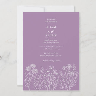Fette lila Wildblumen-Hochzeitseinladung Einladung