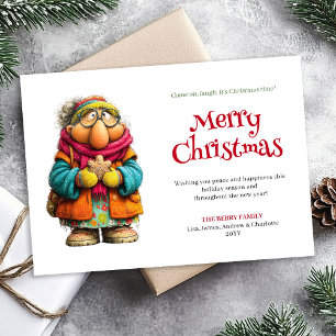 Fette lustige Frau Digitale Weihnachtsgrußkarte Feiertagskarte