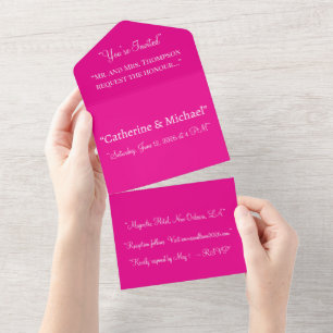 Fette Magenta Einladung zur Hochzeit   Moderner So