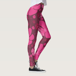Fette Magenta-Rosa Blumenmuster-Leggings Leggings