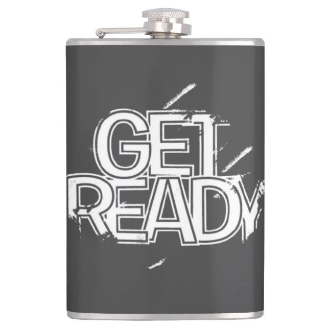 Fette matte schwarze Statement-Hip-Flasche LOS GEH Flachmann (Vorderseite)
