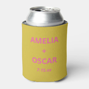 Fette moderne chartreuse-pink-gelbe Hochzeit indiv Dosenkühler