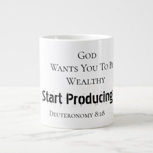 Fette moderne "Gott will, dass du reich bist"-Gläu Jumbo-Tasse