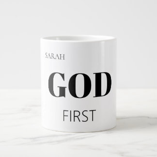 Fette moderne Gott zuerst Glaubensspruch-Slogan Jumbo-Tasse