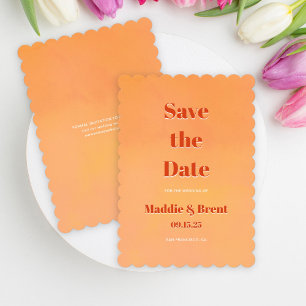 Fette moderne orange Sonnenuntergang-Aquarell-Hoch Save The Date