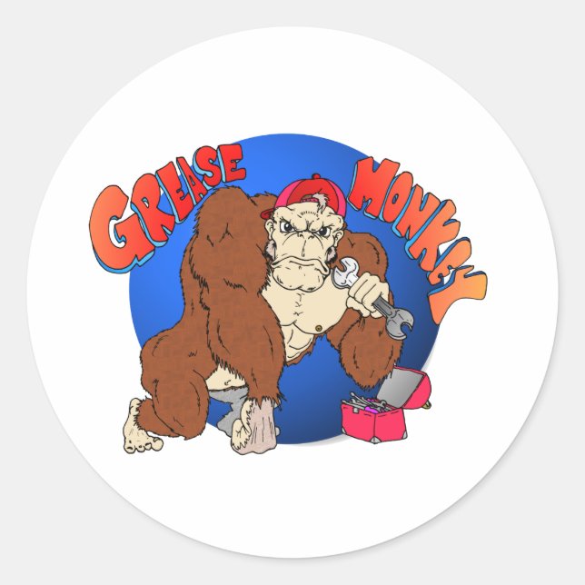 Fette Monkey Runder Aufkleber (Vorderseite)