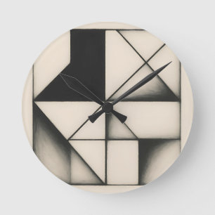 Fette monochrome geometrische Formen Runde Wanduhr