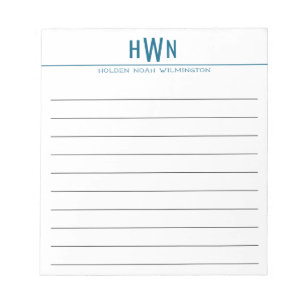 Fette Monogramm Herren Professional Blau Breitstri Notizblock