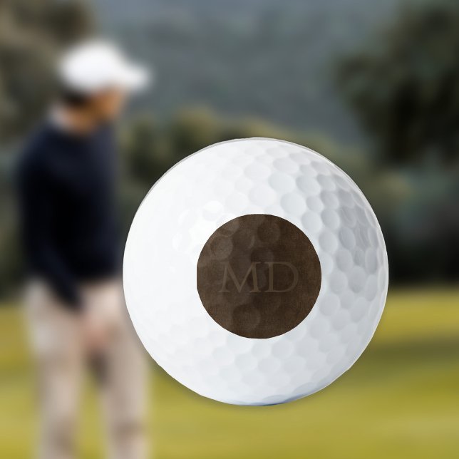 Fette Monogramm-Initialen im vintage braunen Leder Golfball (Von Creator hochgeladen)