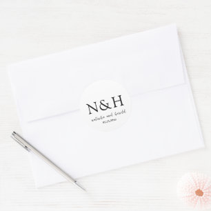 Fette Monogramm Schwarz-Weiß Moderne Hochzeit Runder Aufkleber