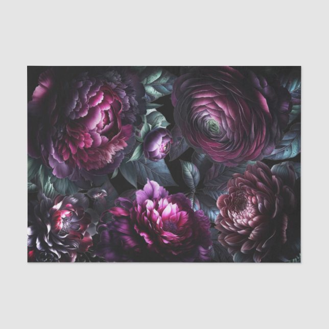 Fette Moody-Blume Schwarzer verzauberter Blumenzau Seidenpapier (Vorderseite)