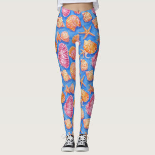 Fette nautische Sternfisch Orange Magenta Blau Leggings