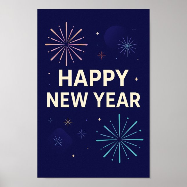 Fette Navy-Gold-Feuerwerke zur Feier von 2026 Poster (Vorne)