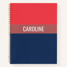 Fette navyblaue und rote Streifen Personalisiert Notizbuch