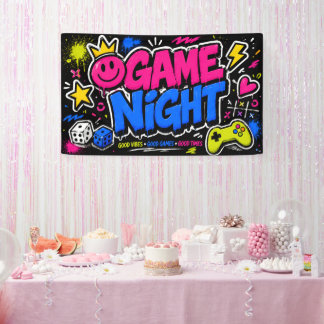 Fette Neon-Graffiti-Game-Night-Party-Flagge Banner
