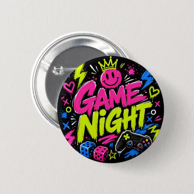 Fette Neon-Graffiti-Game-Night-Party-Taste Button (Vorne & Hinten)