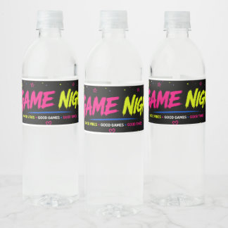 Fette Neon-Graffiti-Spielnacht-Wasserflaschenetike
