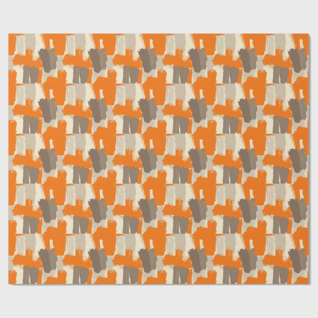 Fette orange Kunsthandstrich-Abstraktion  Geschenkpapier (Flach)