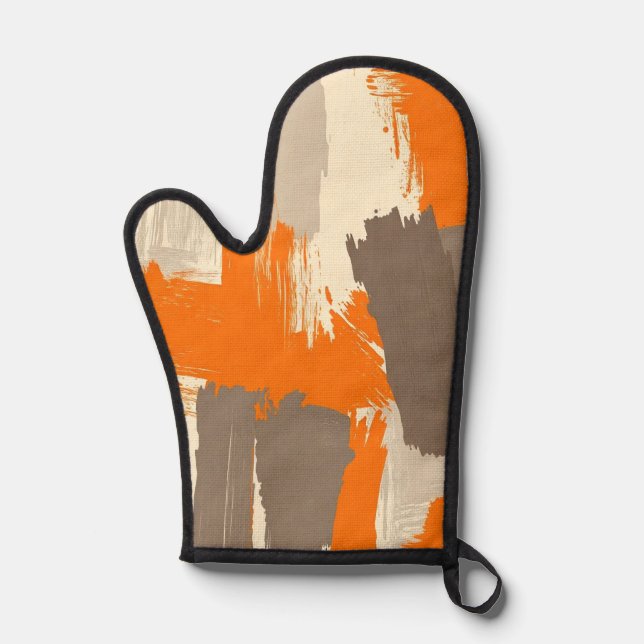 Fette orange Kunsthandstrich-Abstraktion  Ofenhandschuh (Vorderseite)