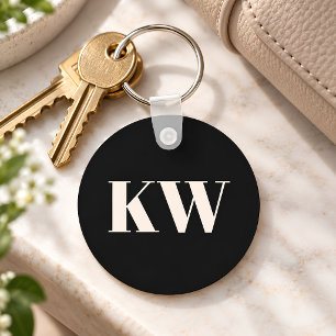 Fette personalisierte Anfangsbuchstaben in Schwarz Schlüsselanhänger