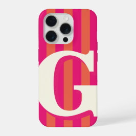 Fette personalisierte Initiale, rosa und orange St iPhone 15 Pro Hülle
