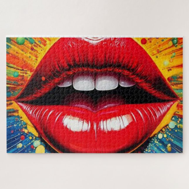 Fette Pop-Art-Lippen Leinwand (Horizontal)