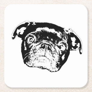 Fette Pug-Linien-Untersetzer Rechteckiger Pappuntersetzer