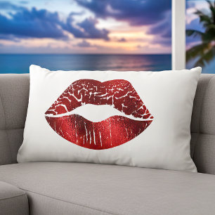 Fette Red Foil Lips auf White Modern Simple Luxus Lendenkissen