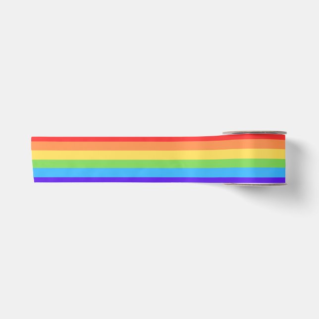 Fette Regenbogenstreifen Satinband (Vorderseite)