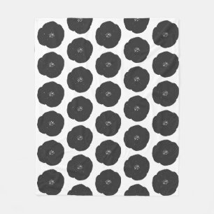 Fette Retro Blume Muster in Schwarz und Weiß Fleecedecke