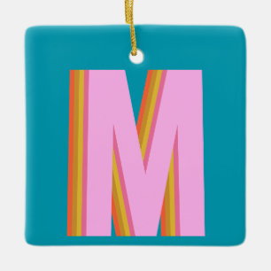 Fette Retro-Typografie-Monogrammbuchstabe in Blau Keramikornament