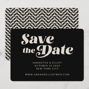 Fette Retro-Typografie Schwarz Weiß Elegante Hochz Save The Date