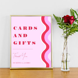 Fette Retro Wave Pink und Red Cards & Gifts Weddin Poster