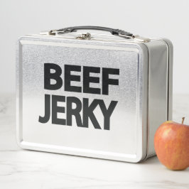 Fette Rindfleisch-Trockenfleisch-Typografie Metall Brotdose