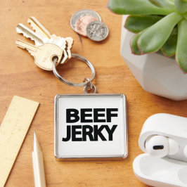 Fette Rindfleisch-Trockenfleisch-Typografie Schlüsselanhänger