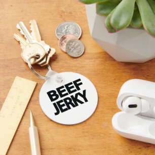 Fette Rindfleisch-Trockenfleisch-Typografie Schlüsselanhänger