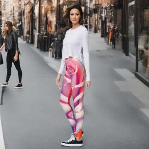 Fette rosa Rose Floral Artsy Boho-Stil  Leggings