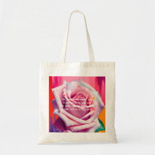 Fette rosa Rose in Blütenform Gedicht Bohemian Art Tragetasche